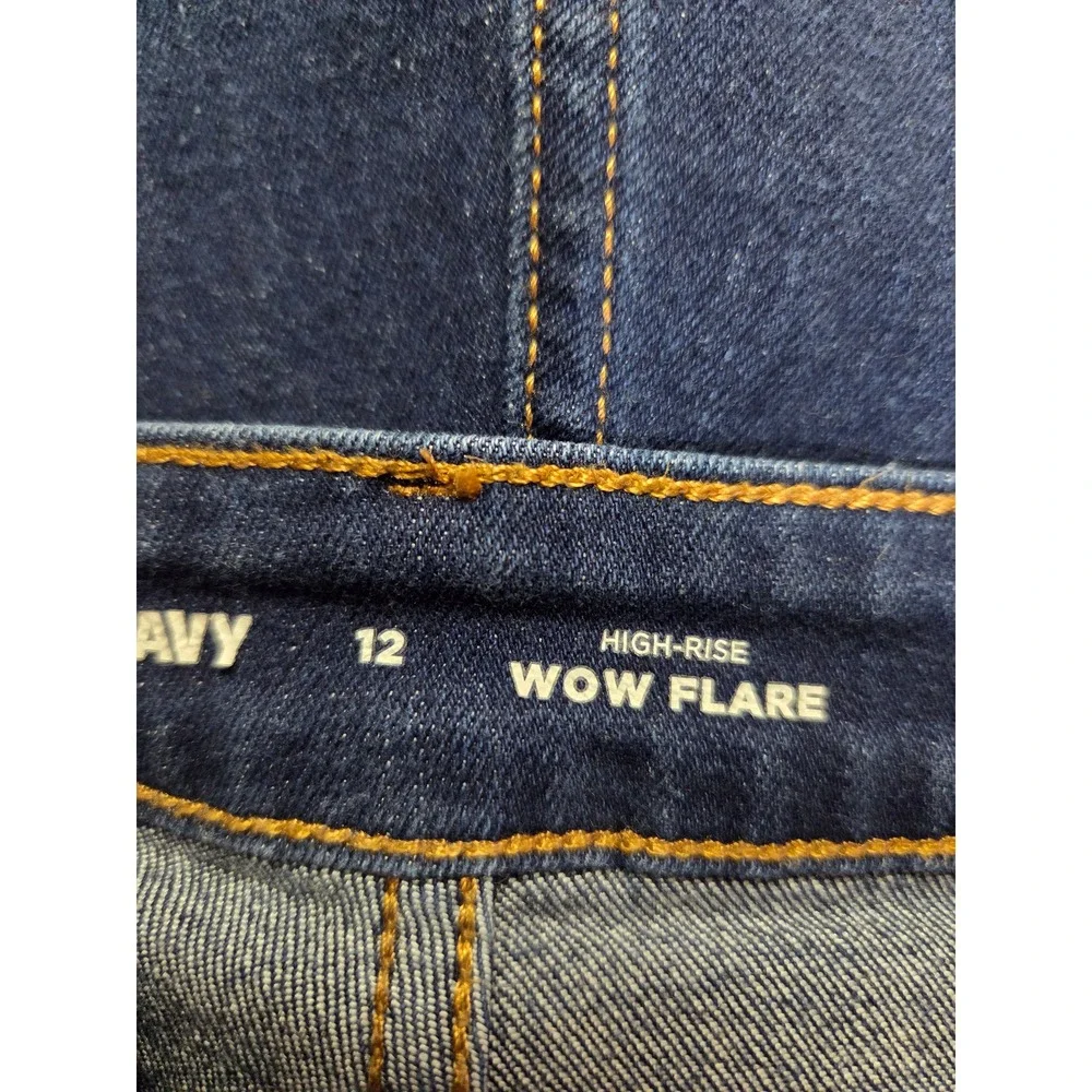 Old Navy Wow Flare Jeans Womens‎ 12 Dark Wash High Rise Denim Blue Pants